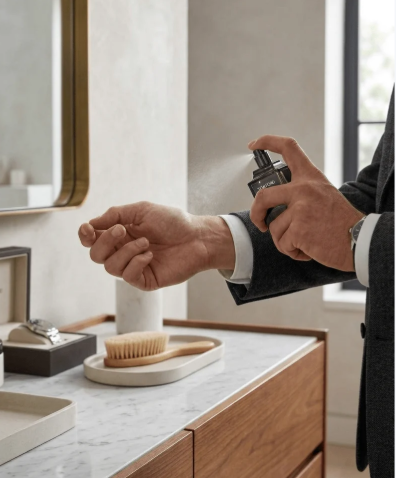 Man applying Tom Ford Oud Wood Eau de Parfum