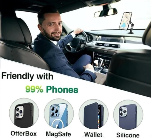 FlexiGrip Magnetic Phone Holder – Adjustable Car Mount Stand